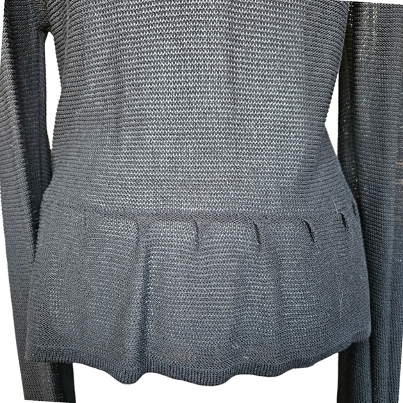 Lili Bleu knit black cotton cardigan rushed waist extended sleeve M / L / XL - Picture 12 of 17